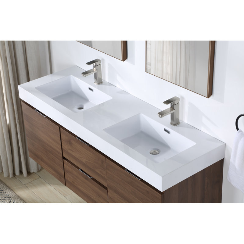 Ebern Designs Valeria 59" WallMounted Double Bathroom Vanity Set Wayfair